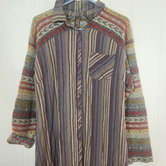 Aratta Silent Journey Mixed Print Long Sleeve Dress Size Medium Anthro Boho - Picture 4 of 16